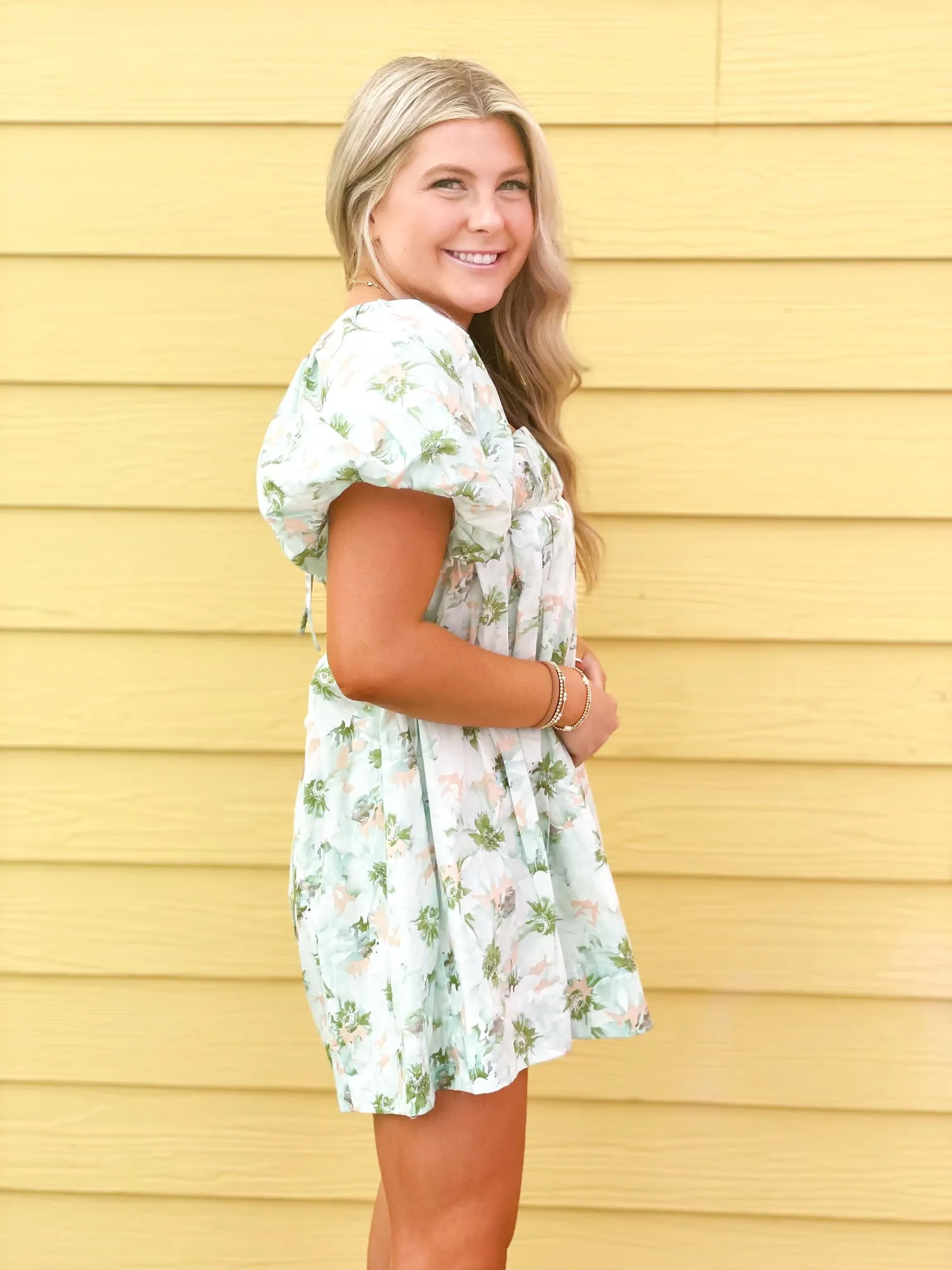 Peachy Keen Puff Sleeve Dress