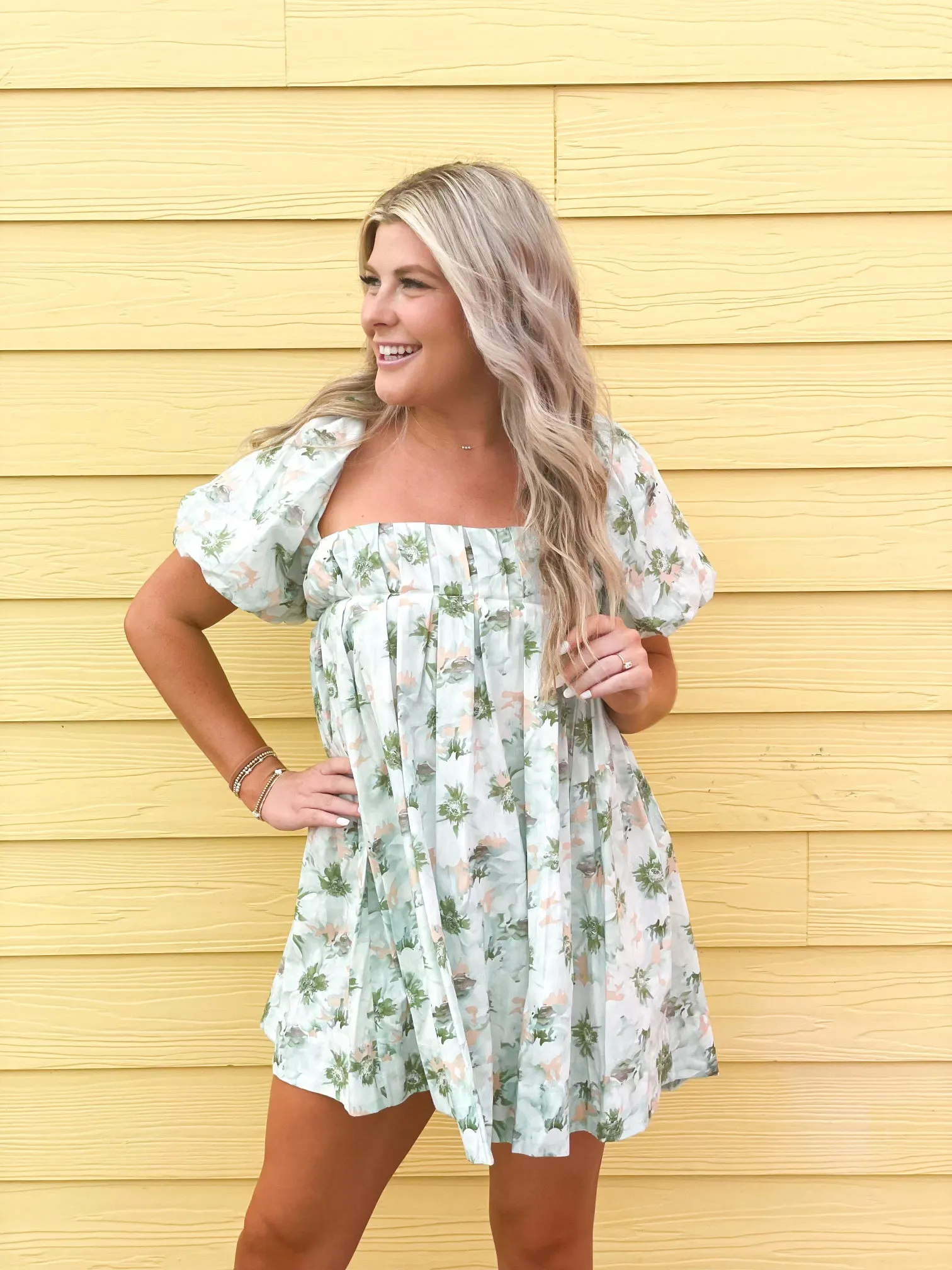 Peachy Keen Puff Sleeve Dress