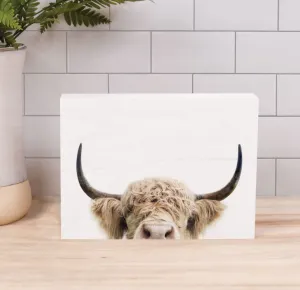 Peeking Cow Block Sign