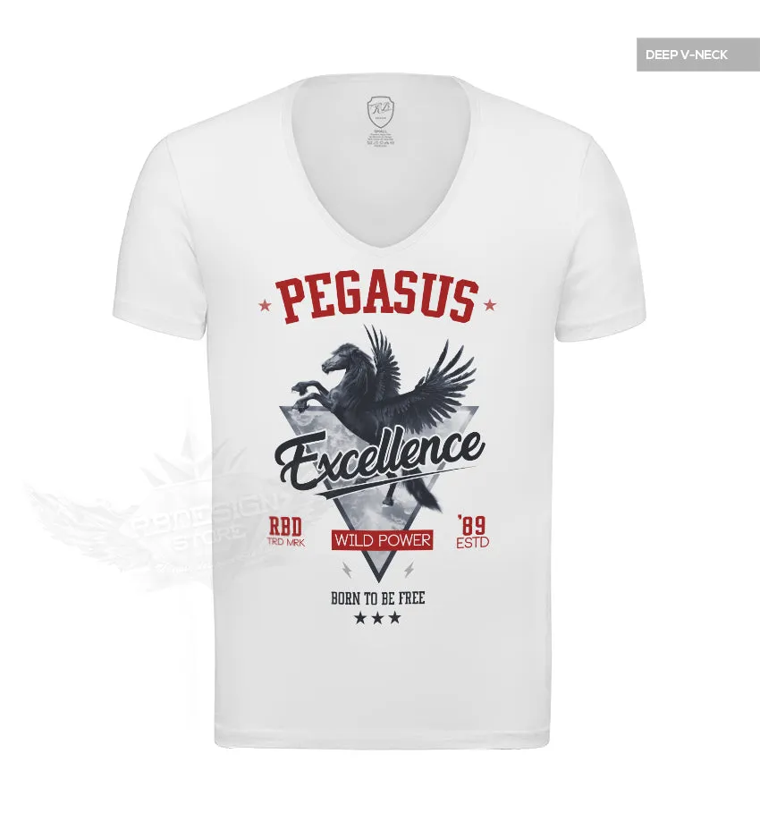 Pegasus Mens White T-shirt RED MD880