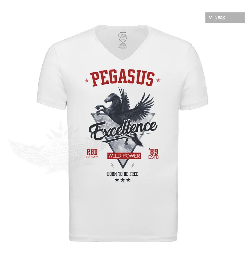 Pegasus Mens White T-shirt RED MD880