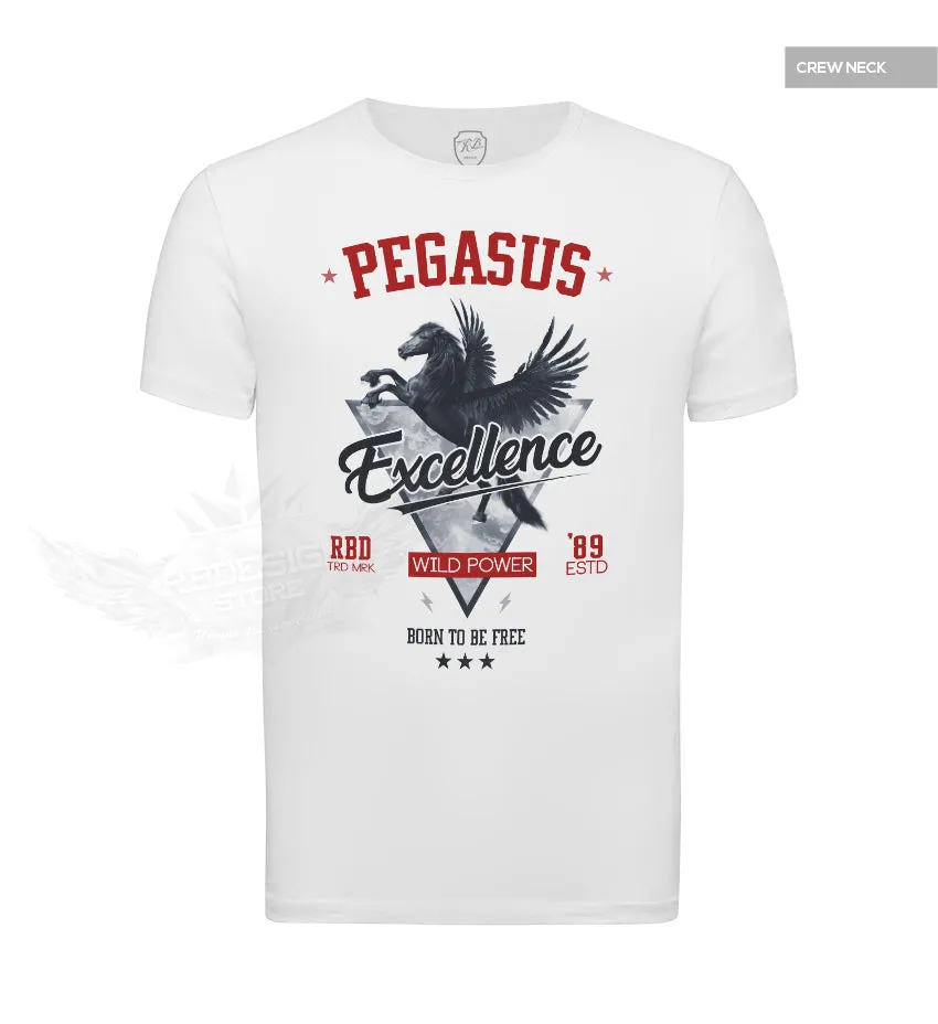 Pegasus Mens White T-shirt RED MD880