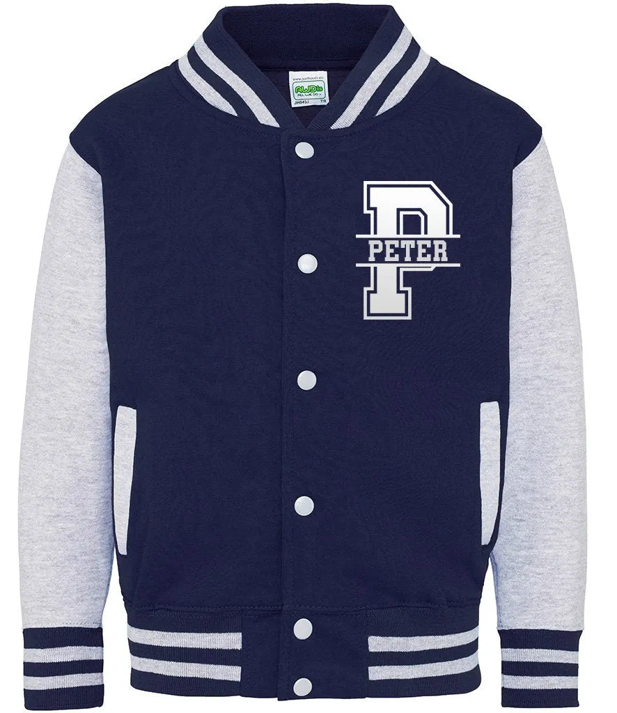 Personalised Kids Name Varsity Jacket, Customised Kids Varsity Jacket, Baseball style Jacket, Kids School Jacket, Unisex Jacket