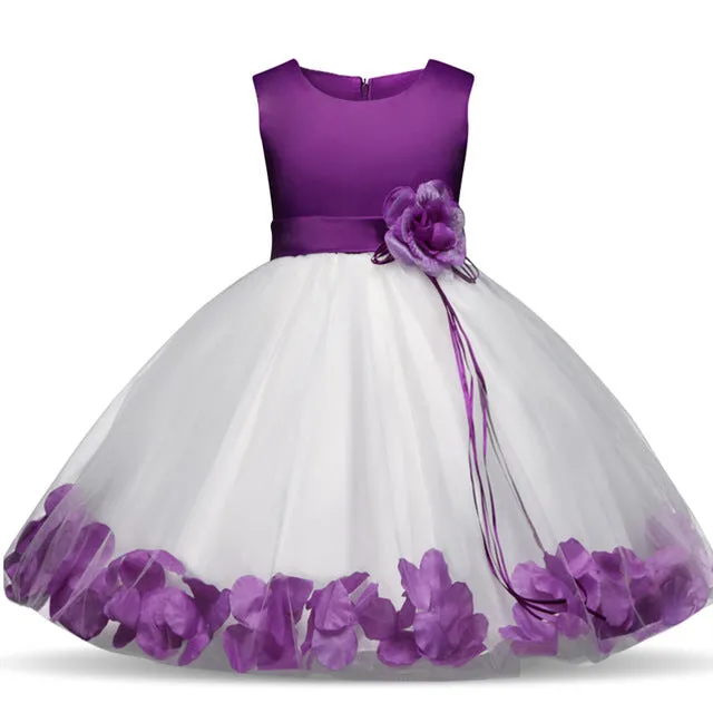 Petal Hem Floral Dress, Purple, Size 6M-24M