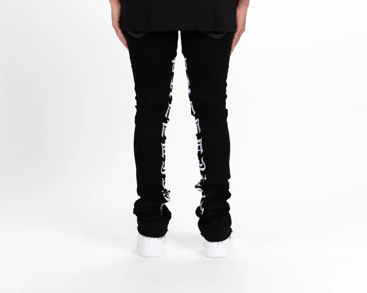 Pheelings AGAINST ALL ODDS FLARE STACK DENIM (BLACK/WHITE)