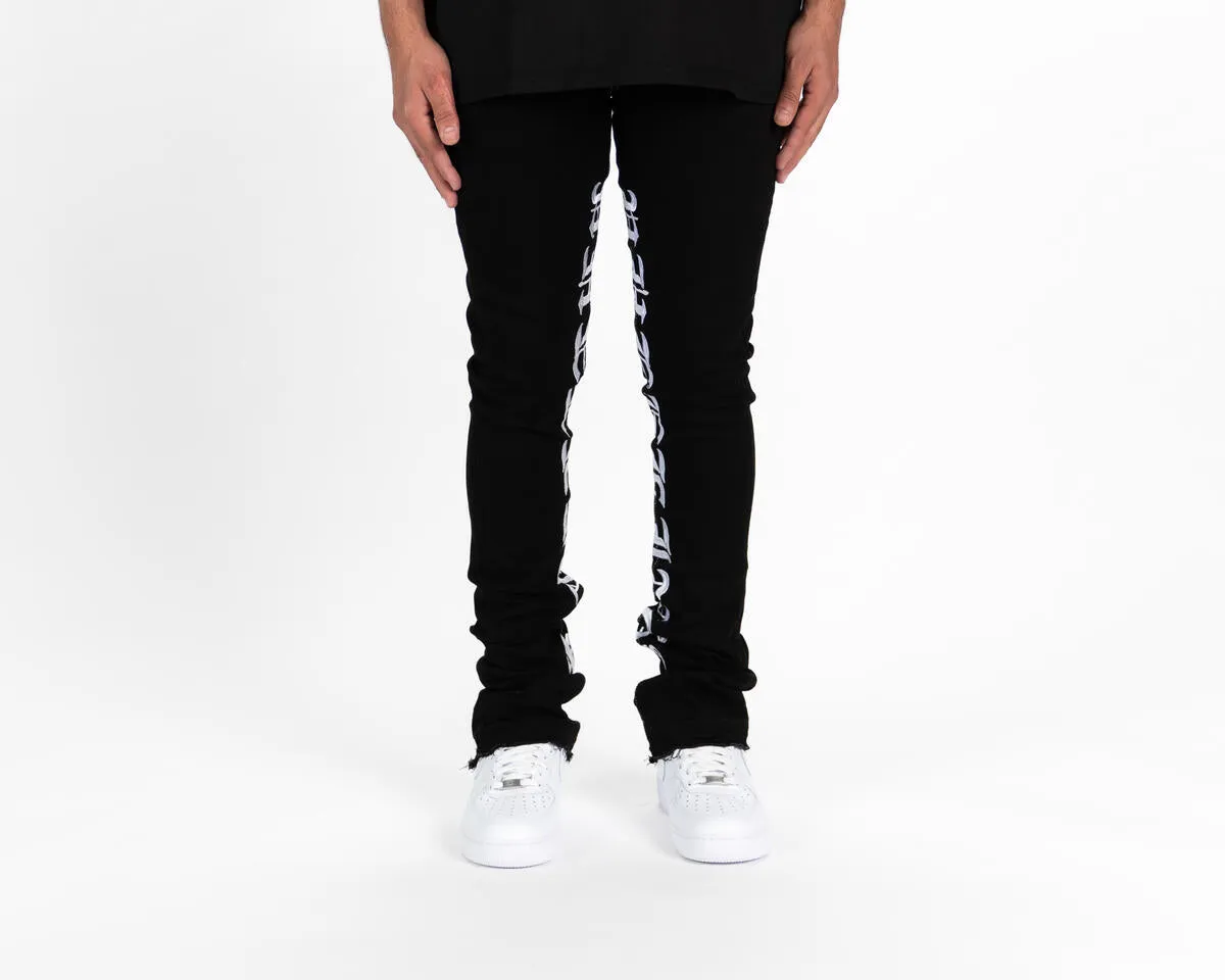 Pheelings AGAINST ALL ODDS FLARE STACK DENIM (BLACK/WHITE)