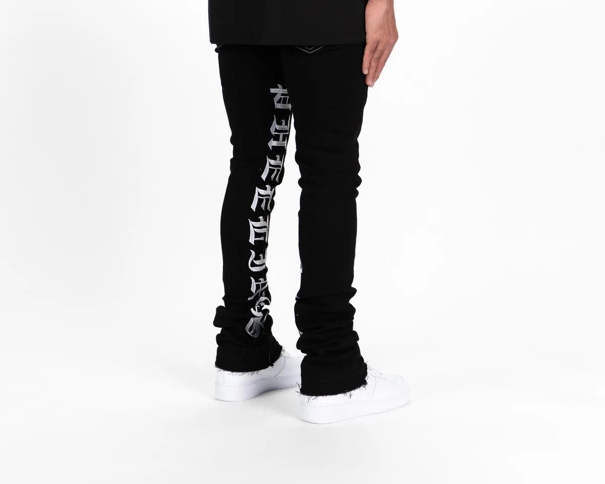 Pheelings AGAINST ALL ODDS FLARE STACK DENIM (BLACK/WHITE)