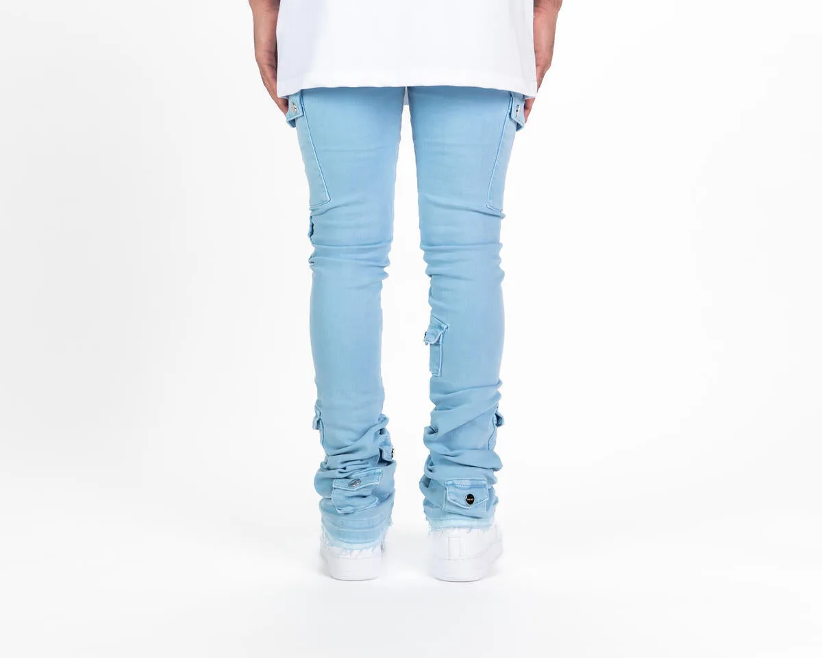 Pheelings MY PLEASURE CARGO FLARE STACK DENIM (SKY BLUE)