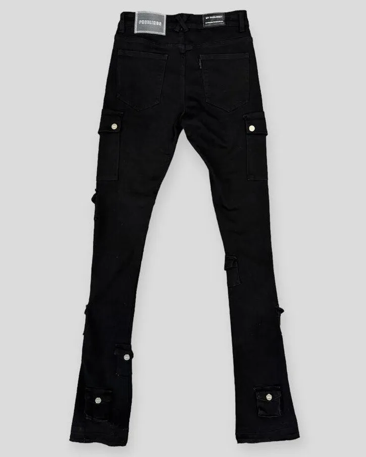 PHEELINGS MY PLEASURE FLARE STACK DENIM (JET BLACK)