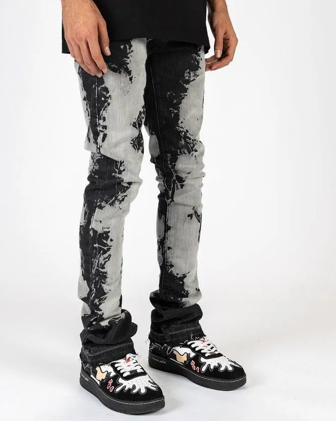 PHEELINGS SCARRED BY FLARE STACK DENIM (BLACK/GREY)