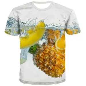 Pineapple T shirts Men Fruit T-shirts 3d Harajuku T-shirts Graphic Beer Tshirt Anime White Tshirts Novelty Short Sleeve Hip hop