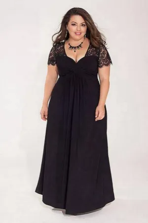 Plus Size Floral Lace Maxi Dress