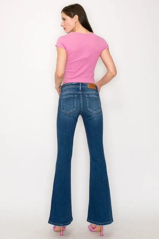 PLUS SIZE - LOW RISE STRETCH VINTAGE FLARE JEANS