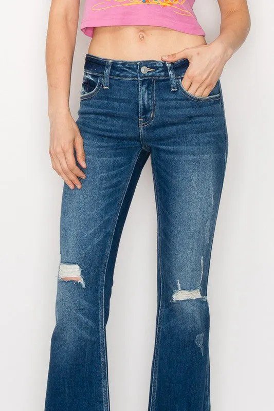 PLUS SIZE - LOW RISE STRETCH VINTAGE FLARE JEANS