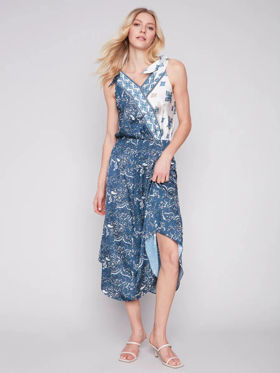 PRINTED SATIN DRESS