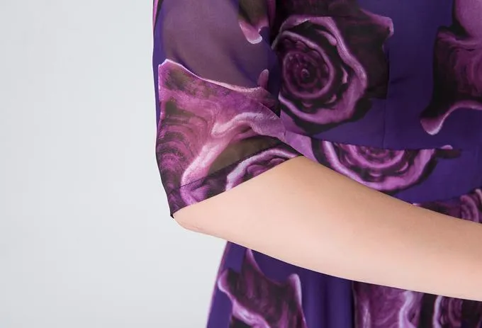 Purple floral dress, womens maxi dresses 1529#