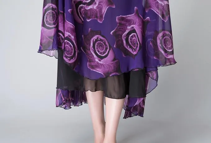 Purple floral dress, womens maxi dresses 1529#