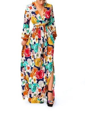 "Adelina" Floral V-Neck Maxi Dress