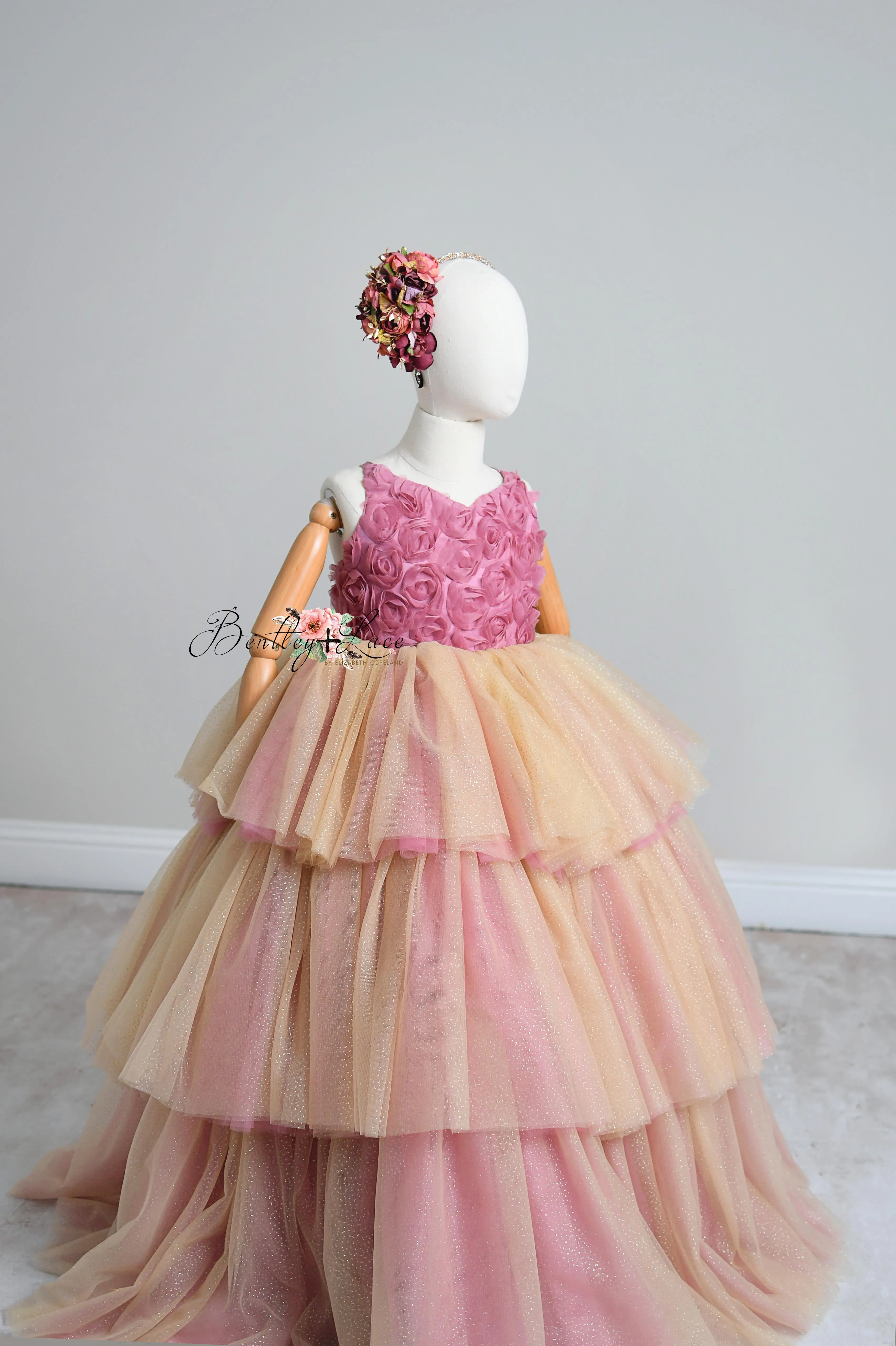 "JARDIN PASTEL" COUTURE FLOOR LENGTH GOWN (5 YEAR - PETITE 7 YEAR)