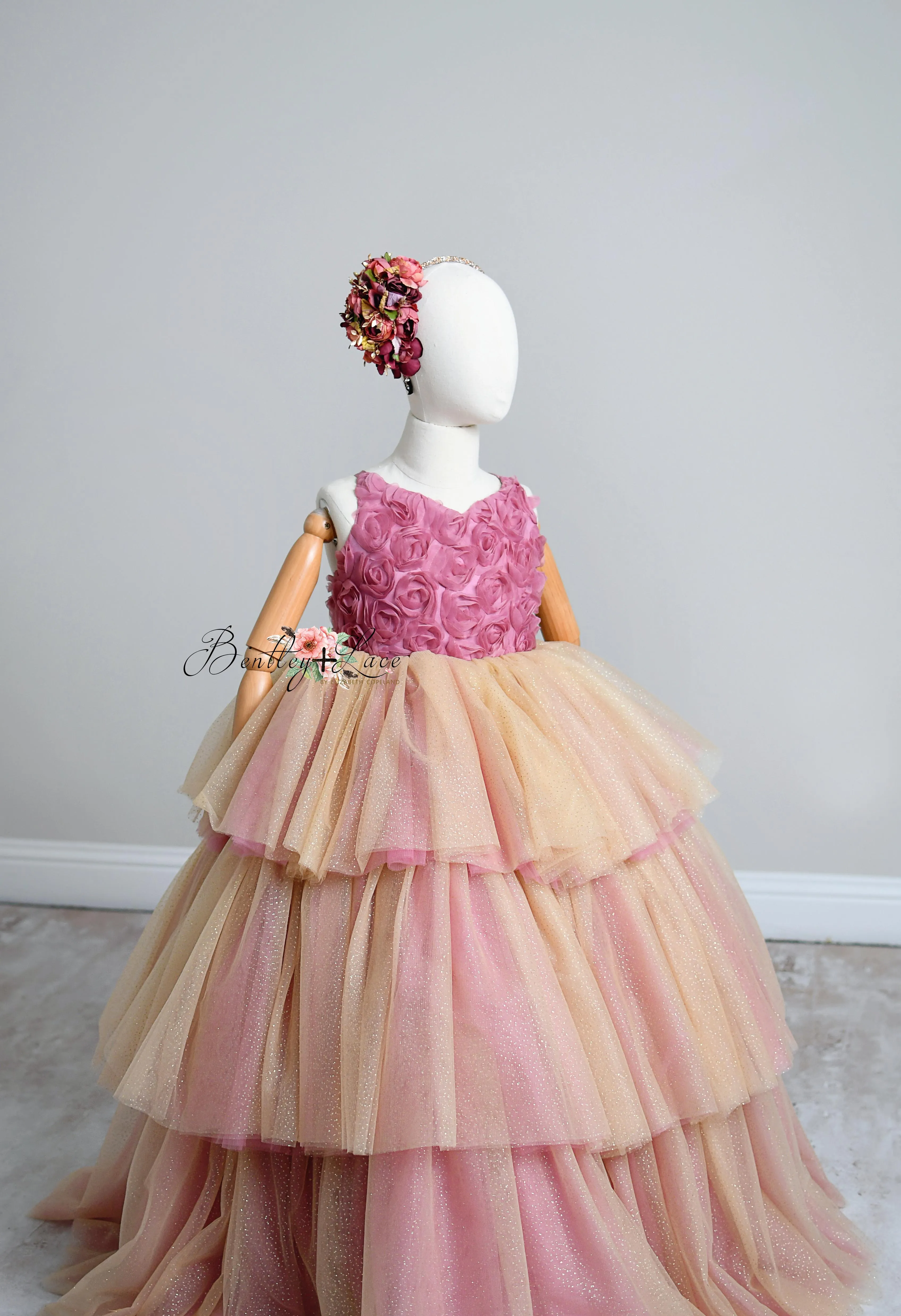 "JARDIN PASTEL" COUTURE FLOOR LENGTH GOWN (5 YEAR - PETITE 7 YEAR)