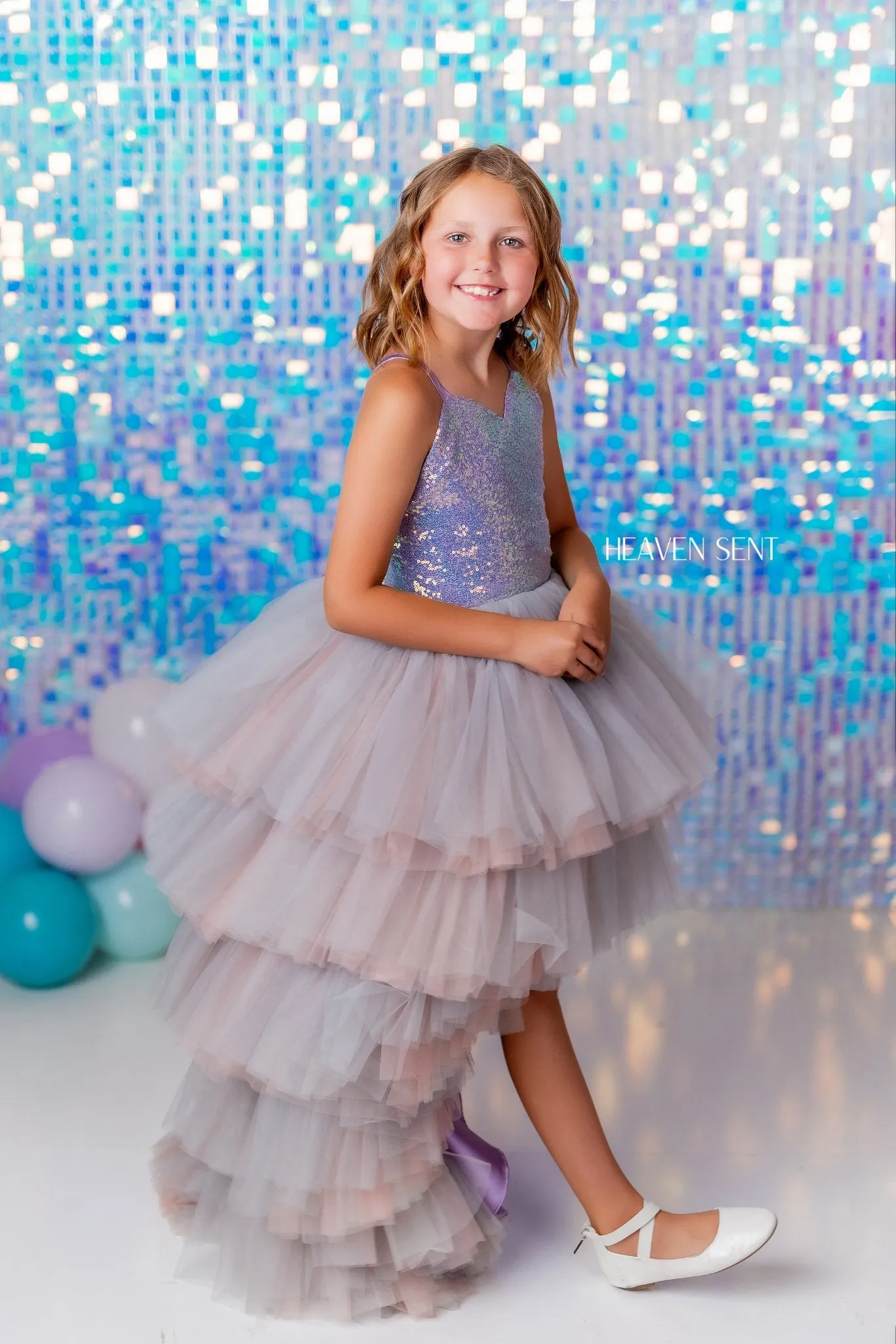 "Mermaid Kisses"- High Low Length Dress (7 Year - Petite 8 Year)