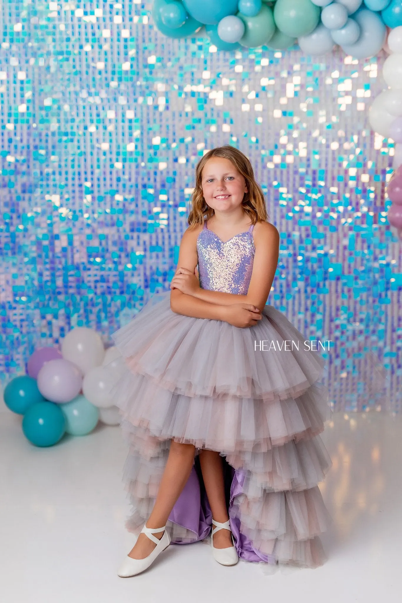 "Mermaid Kisses"- High Low Length Dress (7 Year - Petite 8 Year)