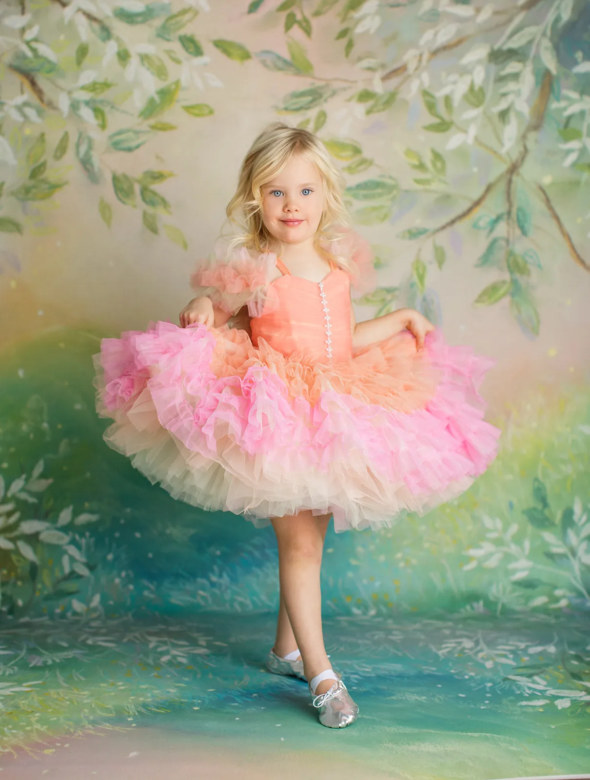 "Pastel Ruffle Whimsy" - Petal Length Dress (3 Year-Petite 4 Year)