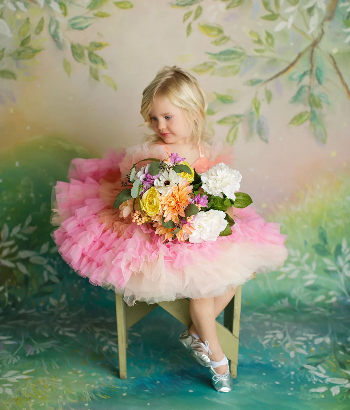 "Pastel Ruffle Whimsy" - Petal Length Dress (3 Year-Petite 4 Year)