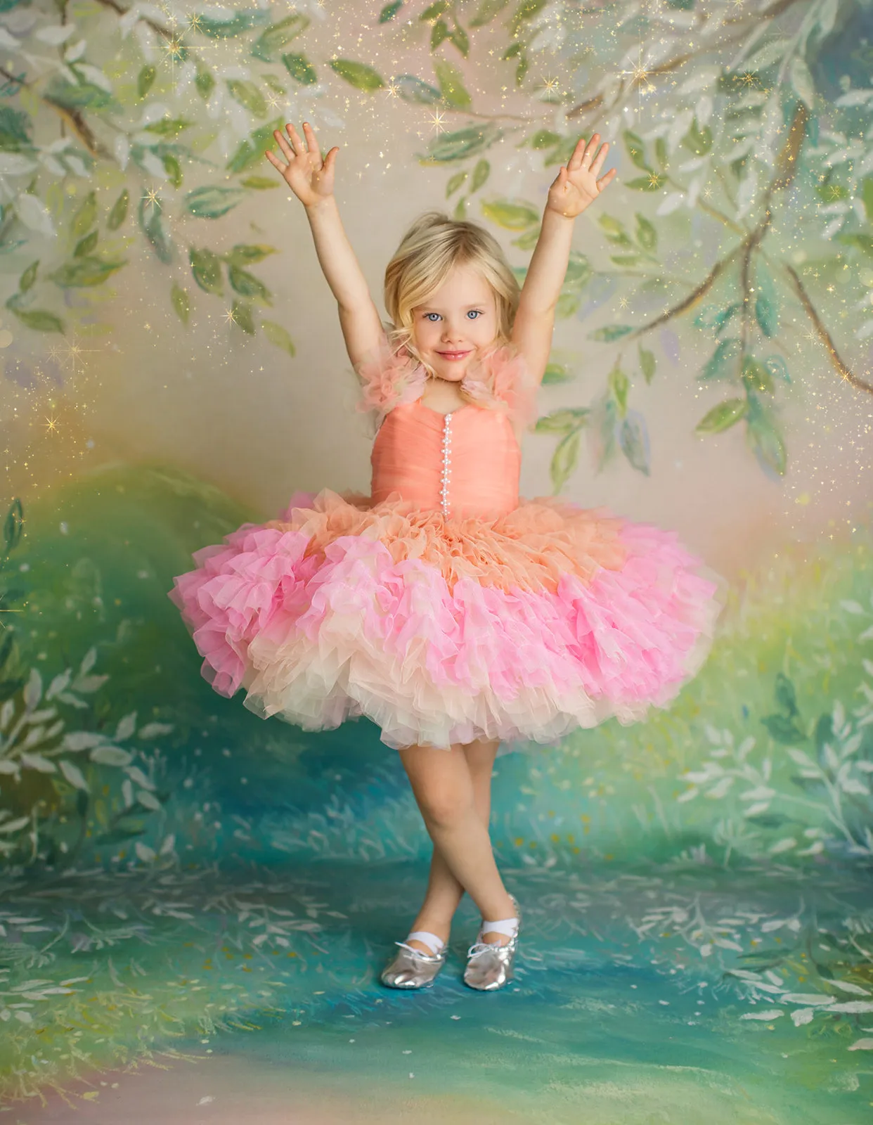 "Pastel Ruffle Whimsy" - Petal Length Dress (3 Year-Petite 4 Year)