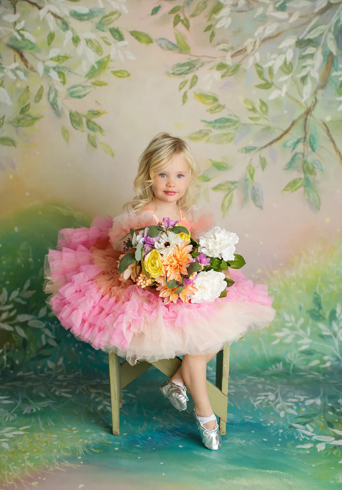 "Pastel Ruffle Whimsy" - Petal Length Dress (3 Year-Petite 4 Year)