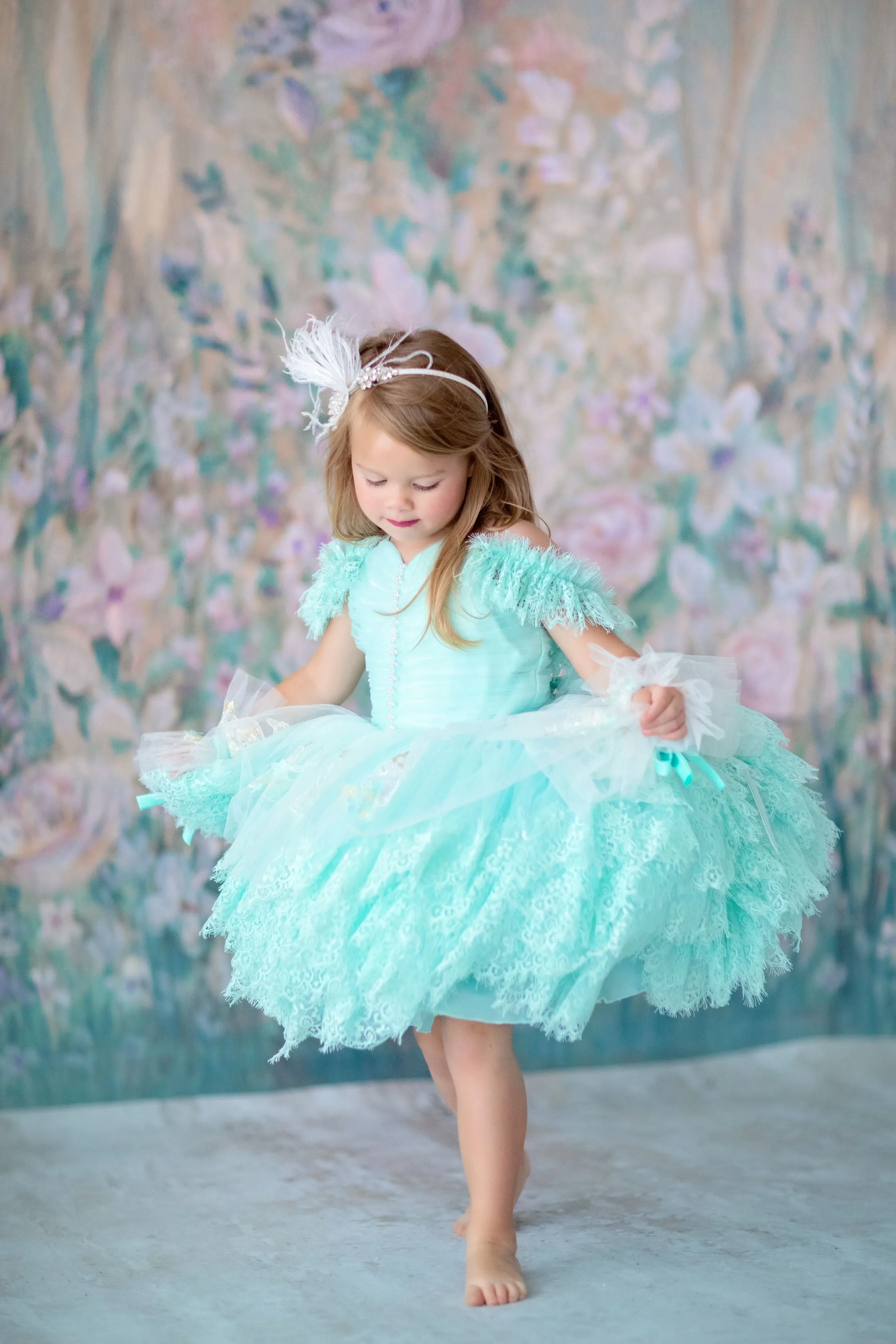 "Swan Dreams" - Pleated Bodice- Petal Length Dress  - ( 5 Year - Petite 6 Year)