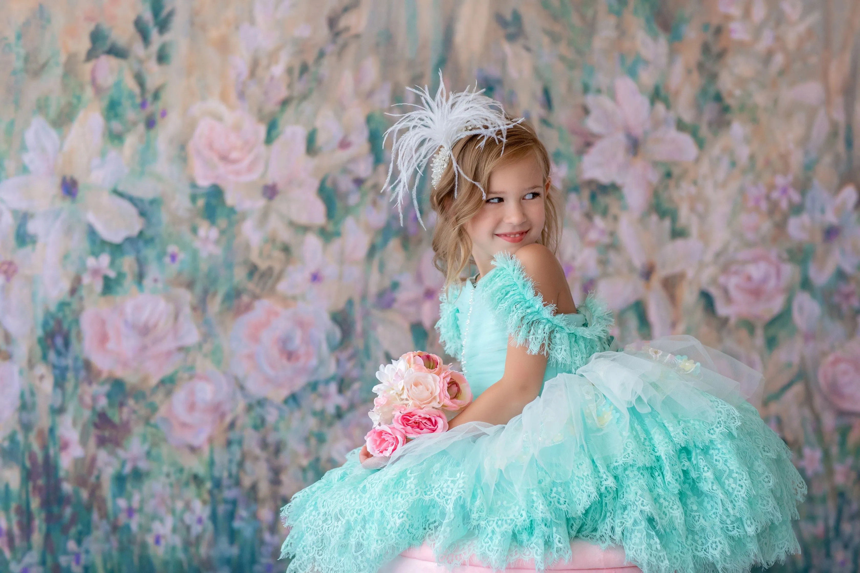 "Swan Dreams" - Pleated Bodice- Petal Length Dress  - ( 5 Year - Petite 6 Year)