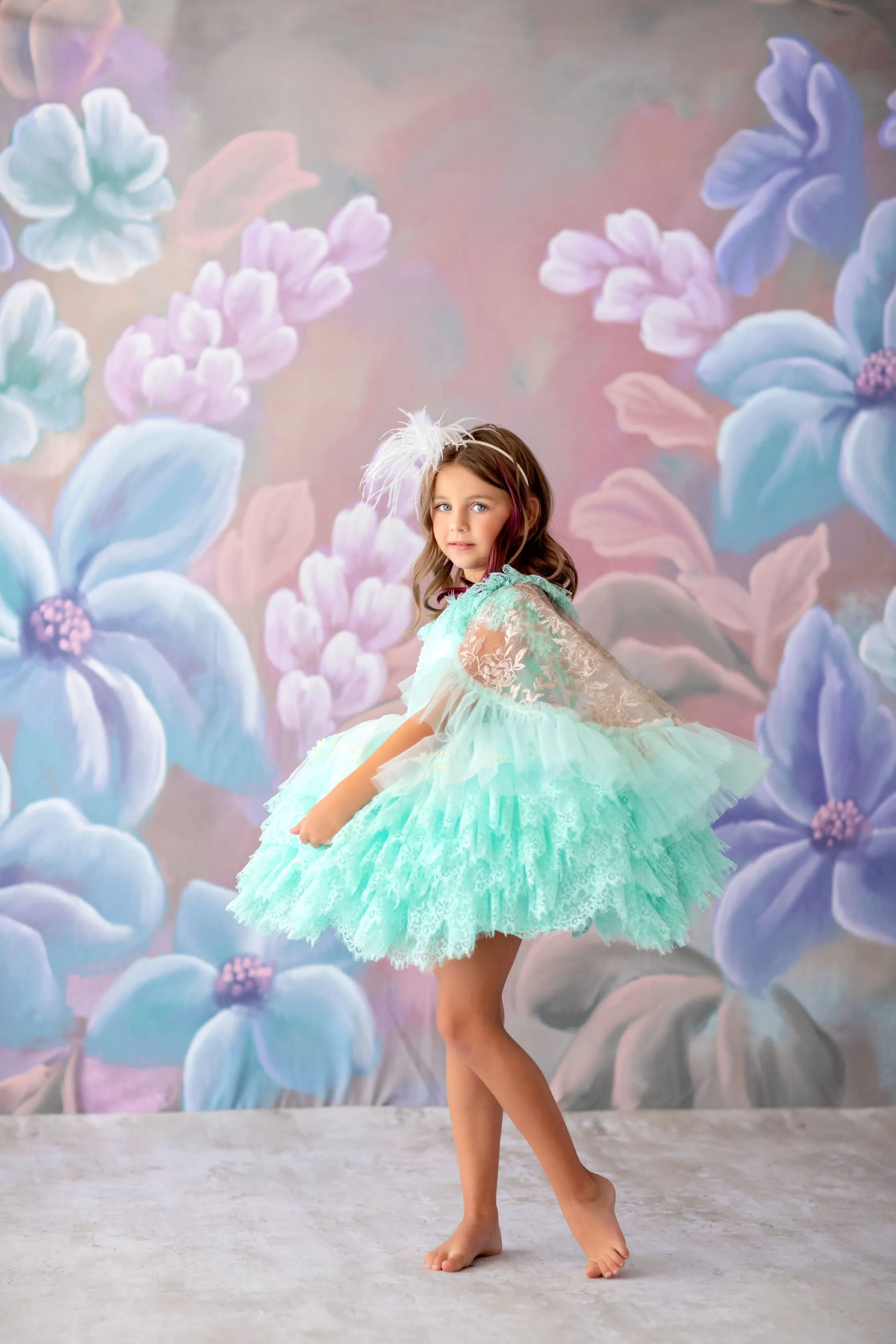 "Swan Dreams" - Pleated Bodice- Petal Length Dress  - ( 5 Year - Petite 6 Year)