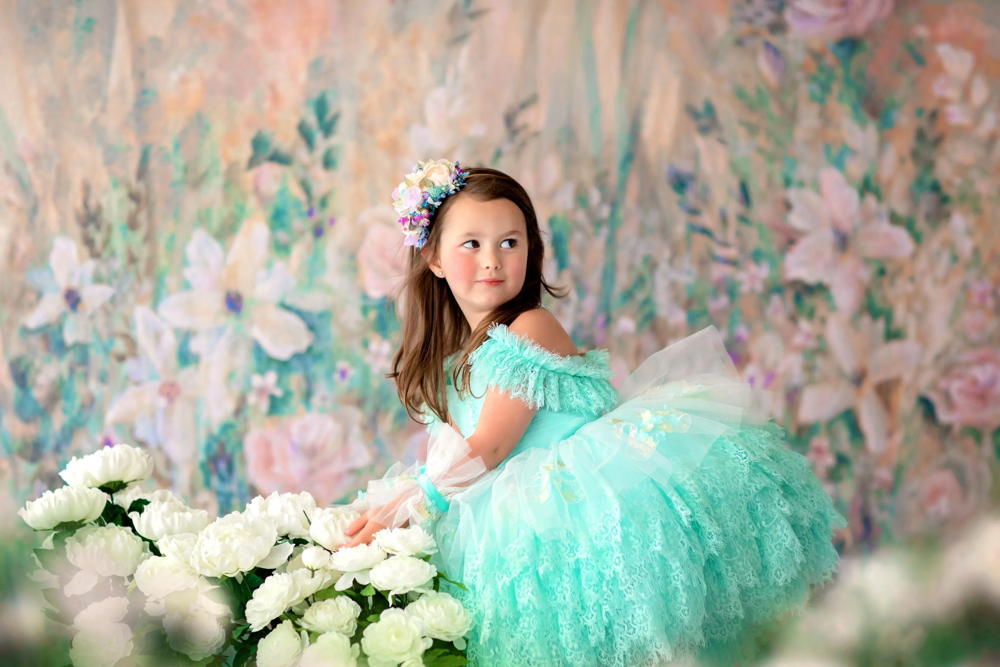 "Swan Dreams" - Pleated Bodice- Petal Length Dress  - ( 5 Year - Petite 6 Year)