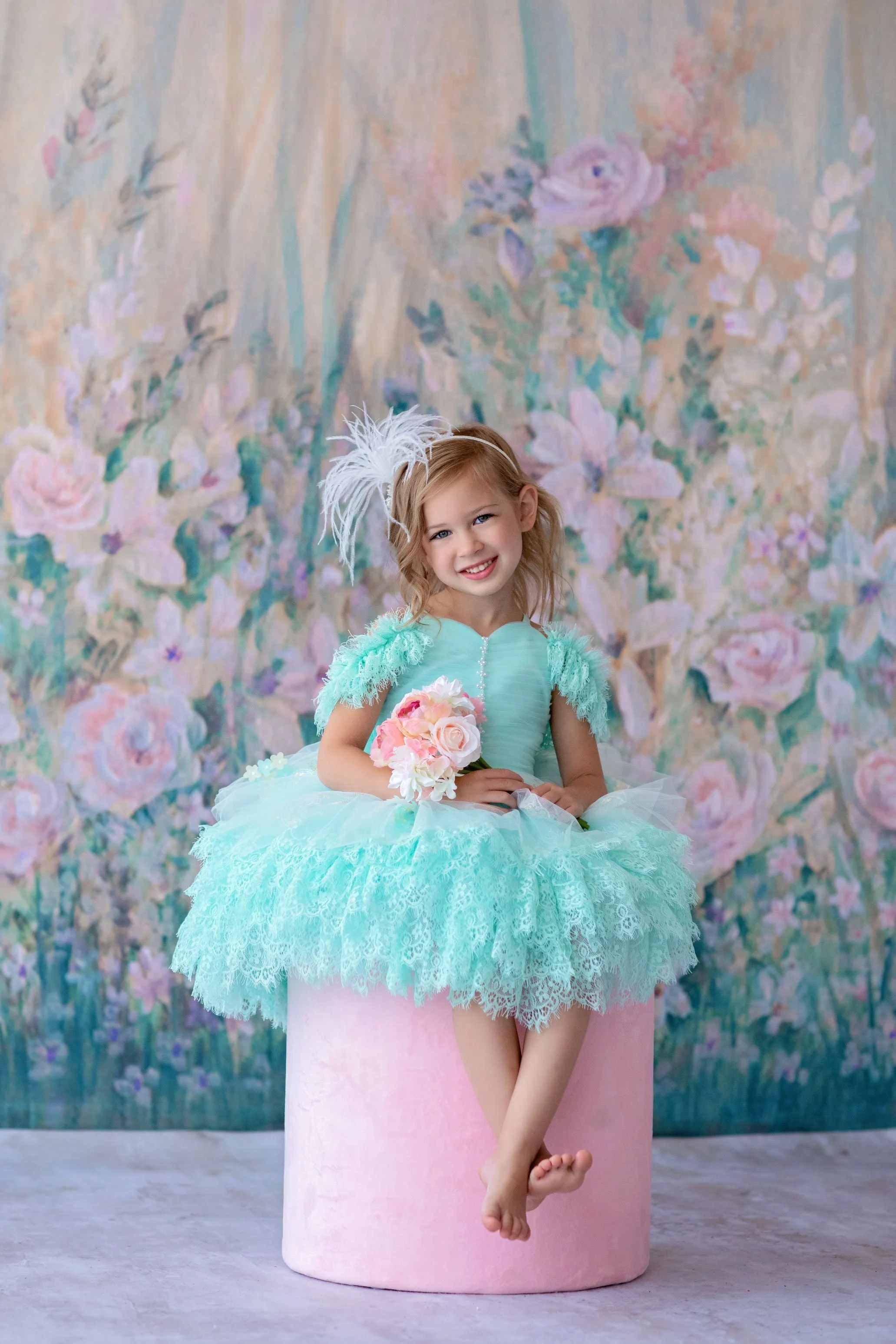 "Swan Dreams" - Pleated Bodice- Petal Length Dress  - ( 5 Year - Petite 6 Year)