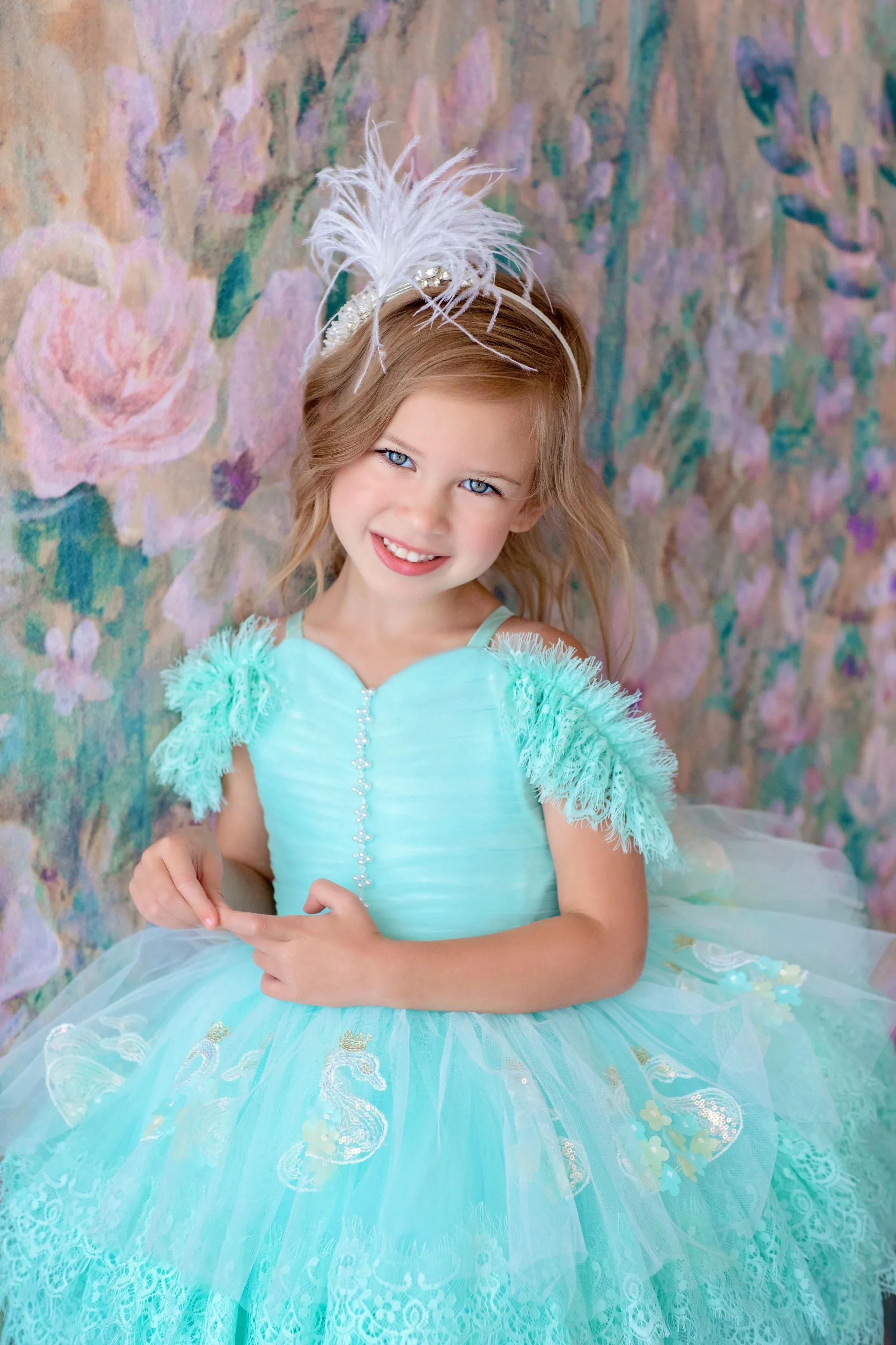 "Swan Dreams" - Pleated Bodice- Petal Length Dress  - ( 5 Year - Petite 6 Year)