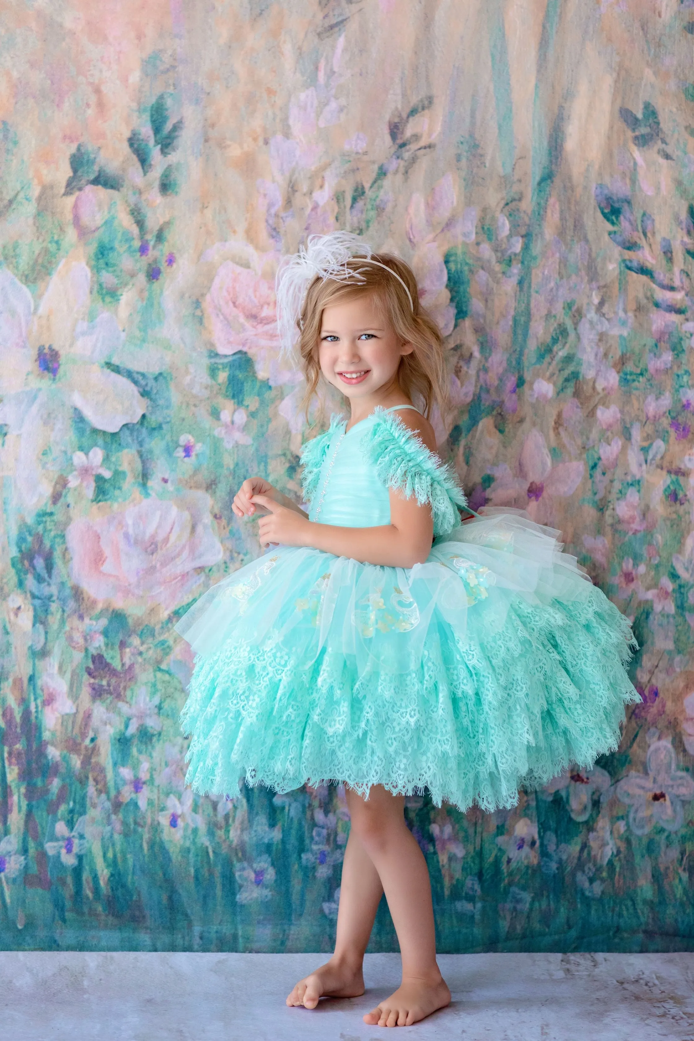 "Swan Dreams" - Pleated Bodice- Petal Length Dress  - ( 5 Year - Petite 6 Year)