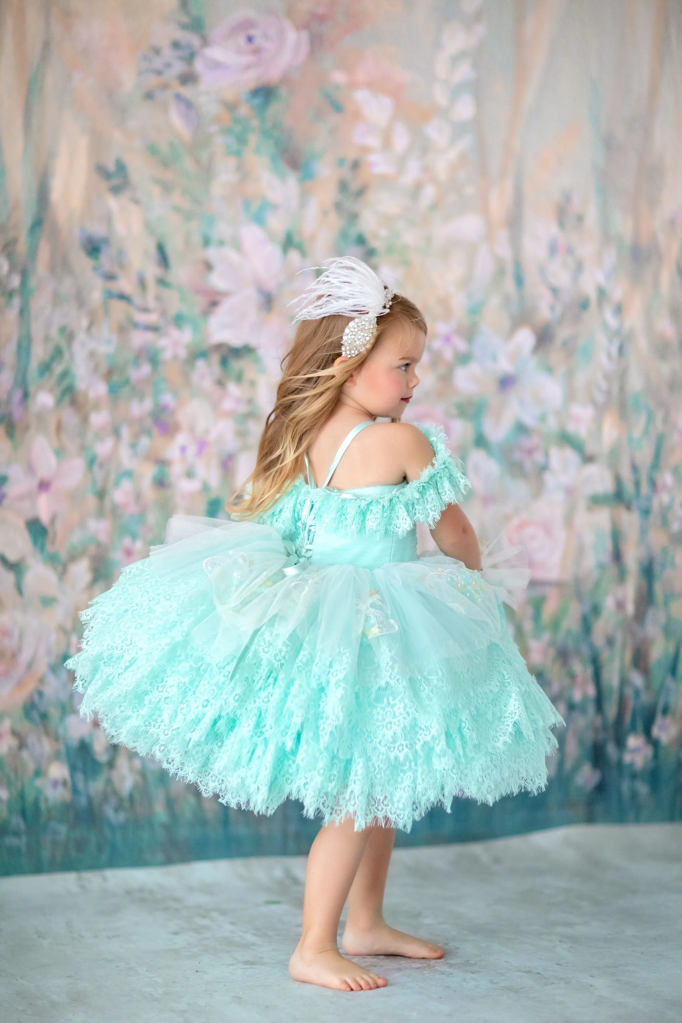 "Swan Dreams" - Pleated Bodice- Petal Length Dress  - ( 5 Year - Petite 6 Year)