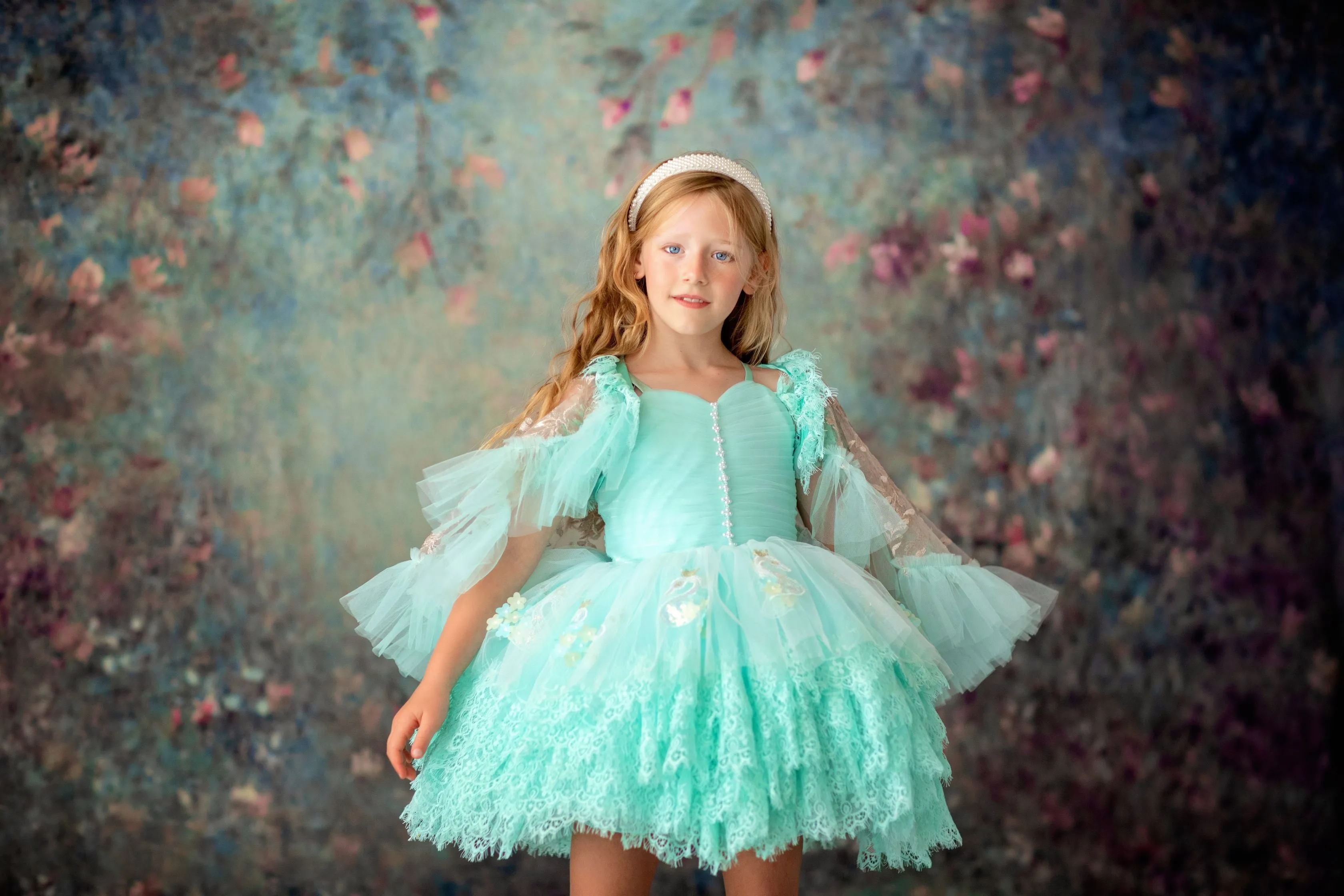 "Swan Dreams" - Pleated Bodice- Petal Length Dress  - ( 5 Year - Petite 6 Year)