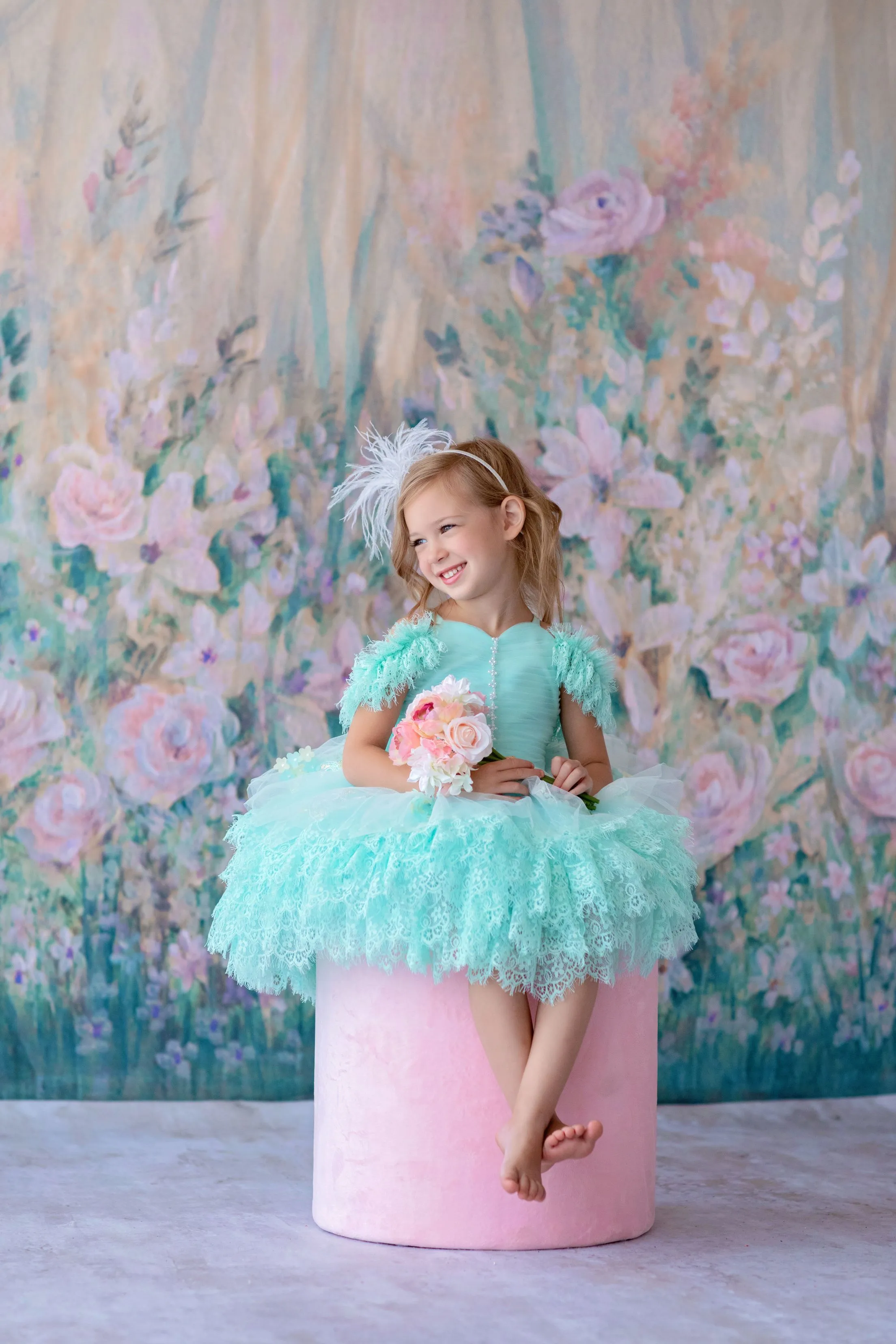 "Swan Dreams" - Pleated Bodice- Petal Length Dress  - ( 5 Year - Petite 6 Year)