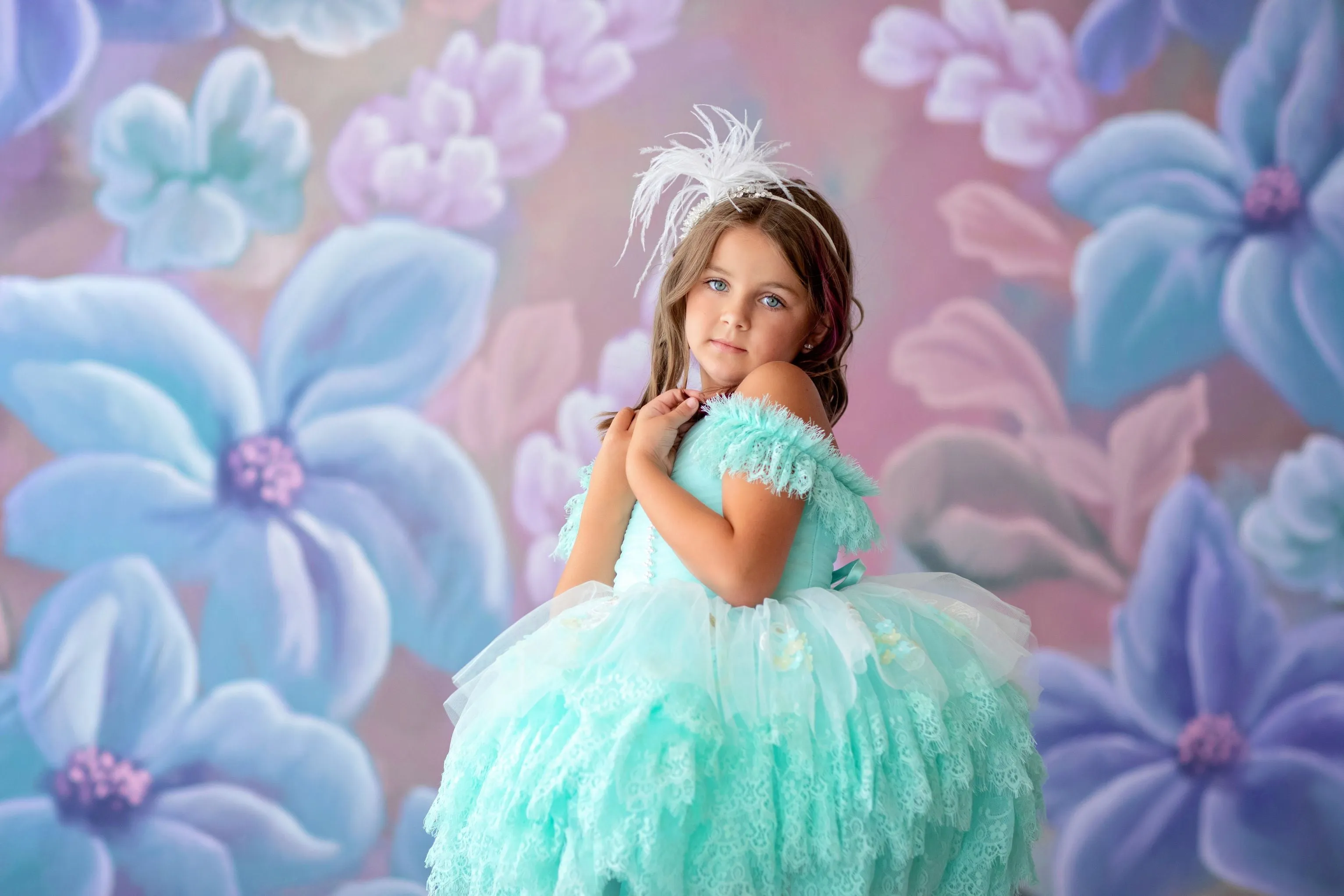 "Swan Dreams" - Pleated Bodice- Petal Length Dress  - ( 5 Year - Petite 6 Year)