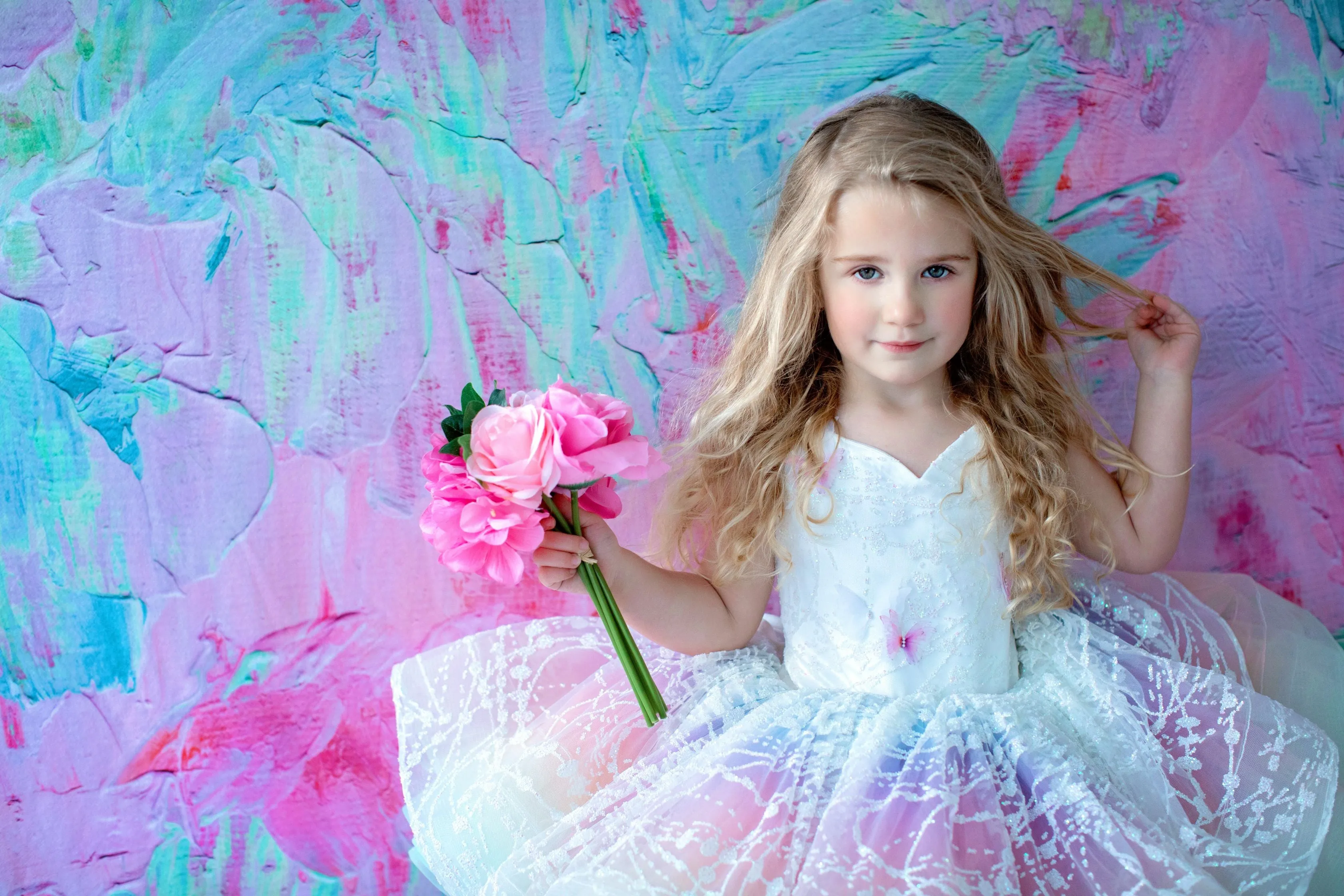 "Unicorns & Rainbows" -  Petal Short Length Dress ( 4 Year - Petite 5 Year)