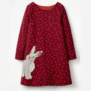 Rabbit Red Spotty Dress, Size 18M-6Yrs