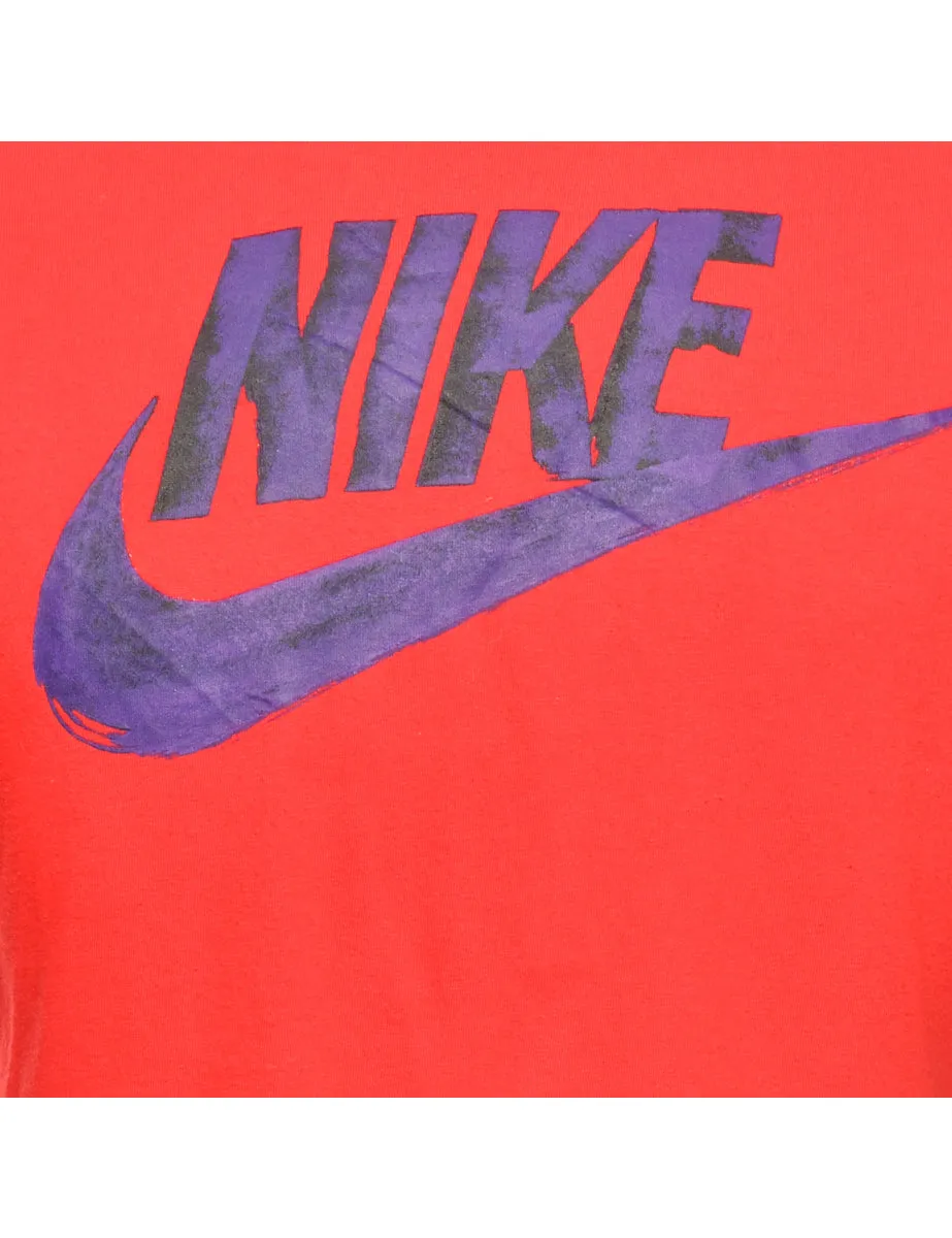 Red Nike Printed T-shirt - L