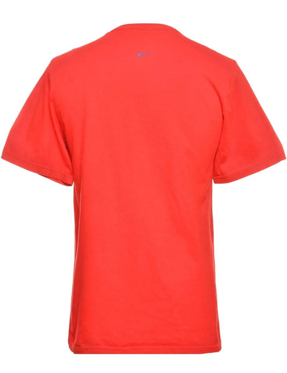 Red Nike Printed T-shirt - L