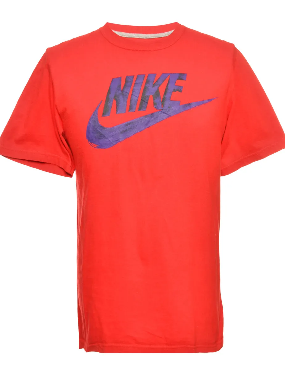 Red Nike Printed T-shirt - L