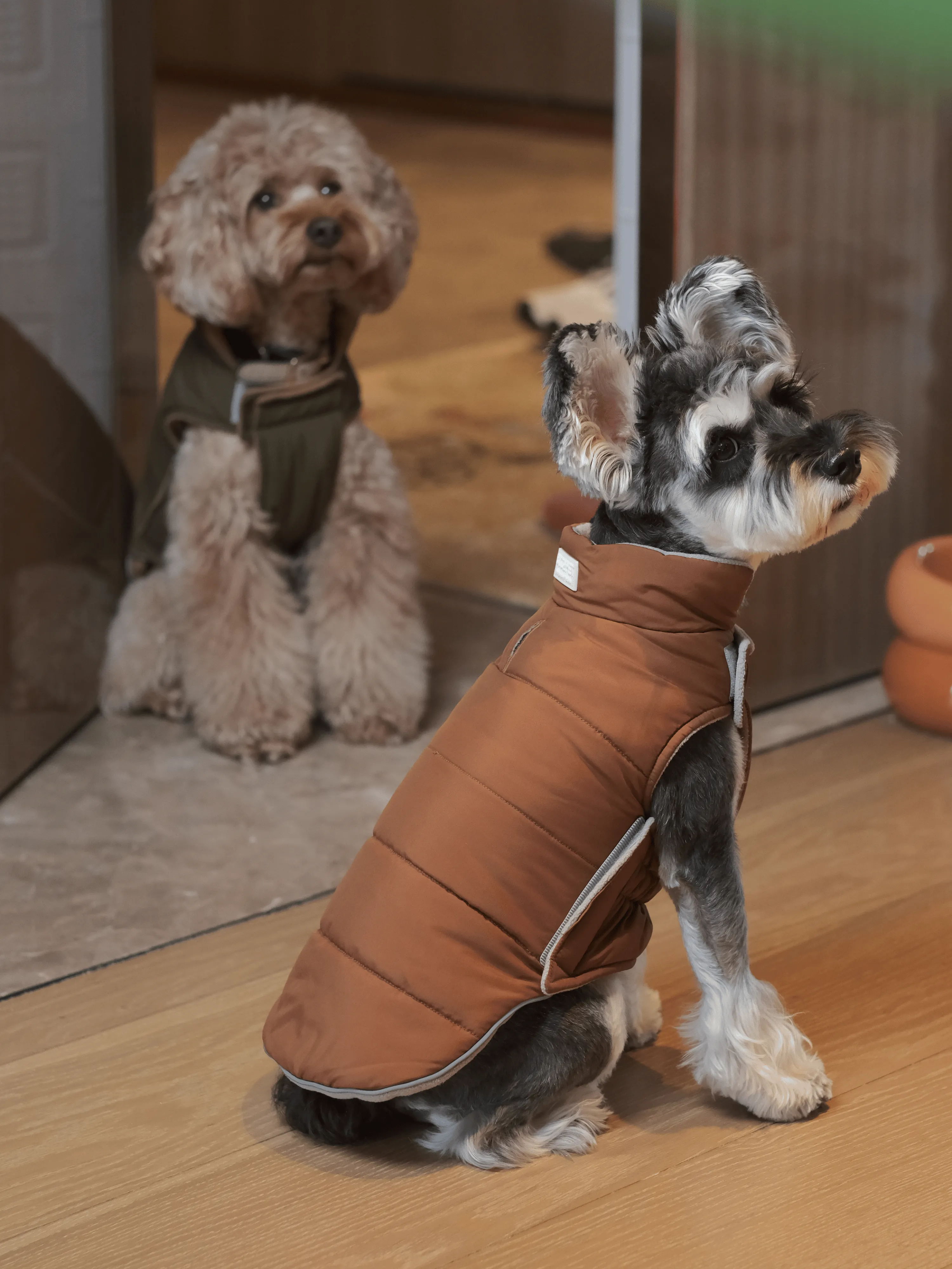 Reversible Dog Vest Jacket - Orange Grey