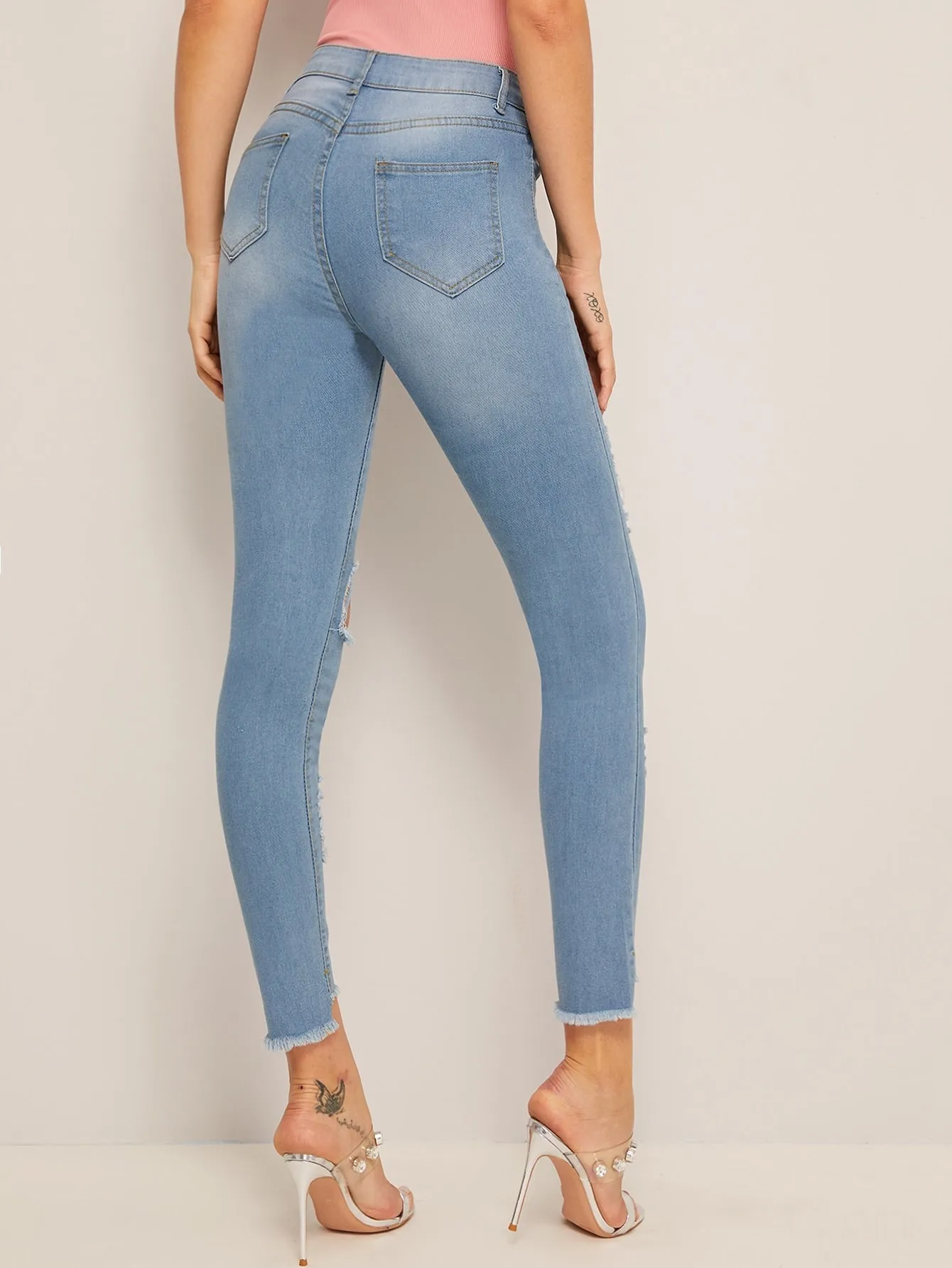 Ripped  Faded Wash Jeggings