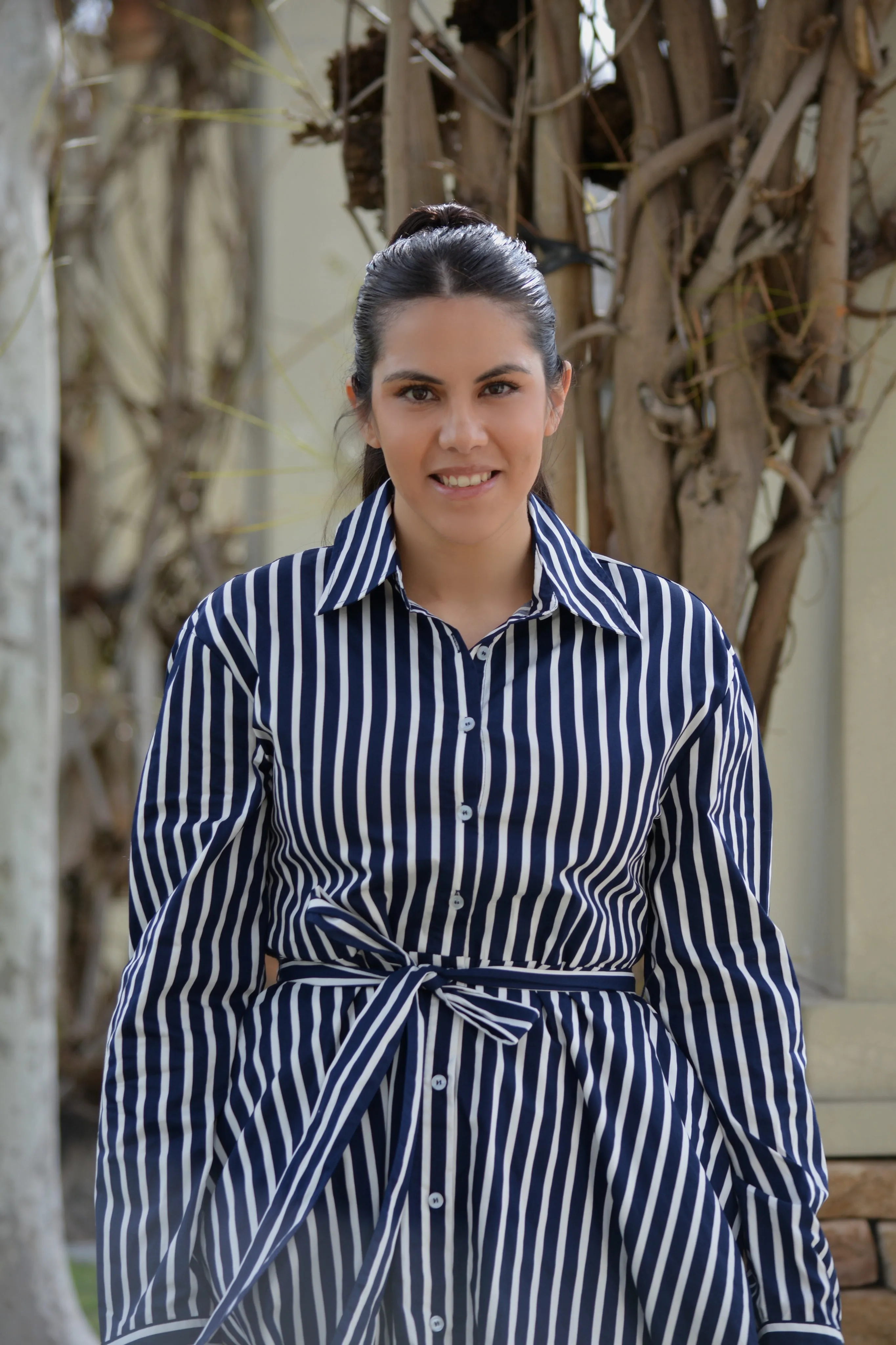 River Navy/White Cotton Stripe Dress