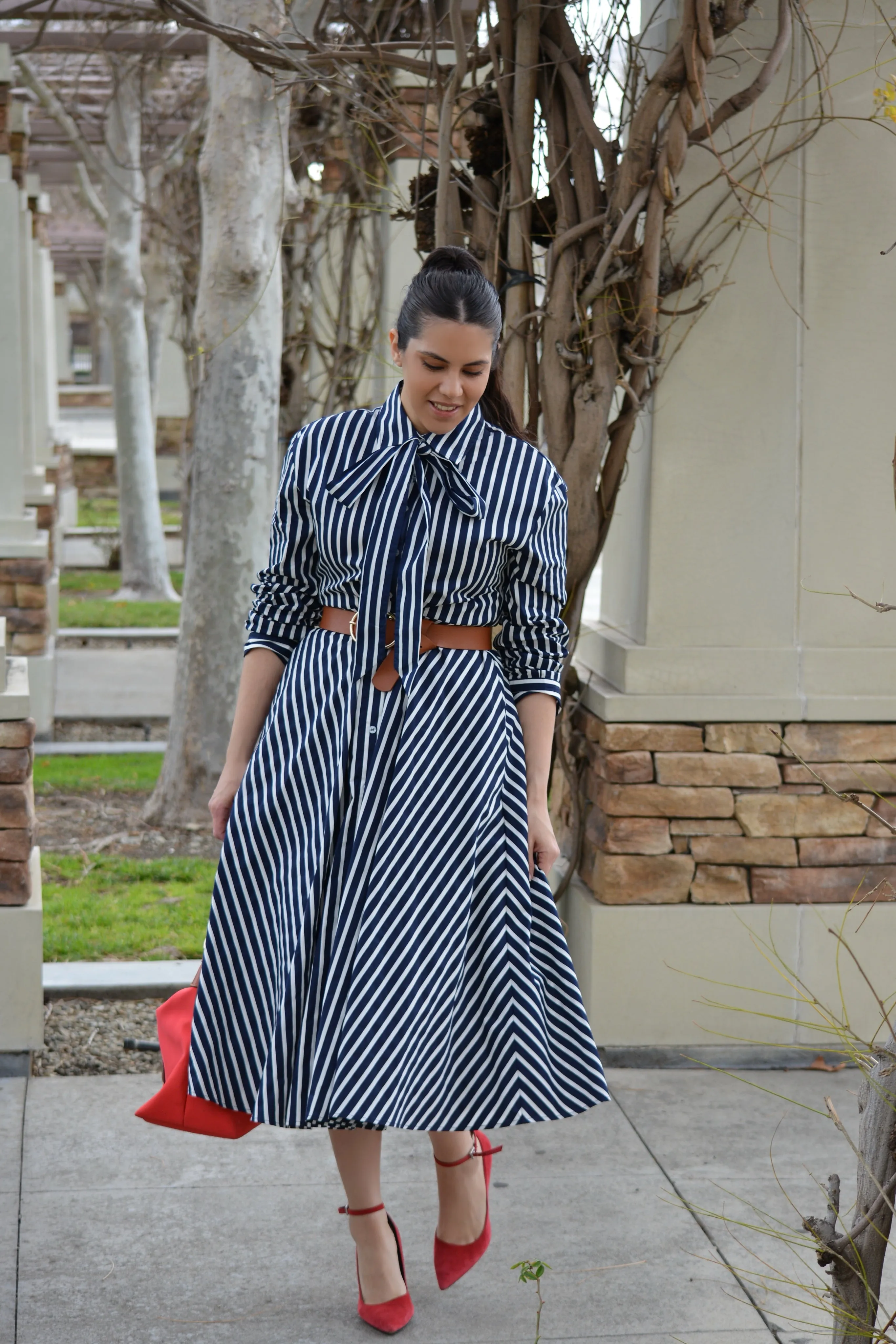 River Navy/White Cotton Stripe Dress